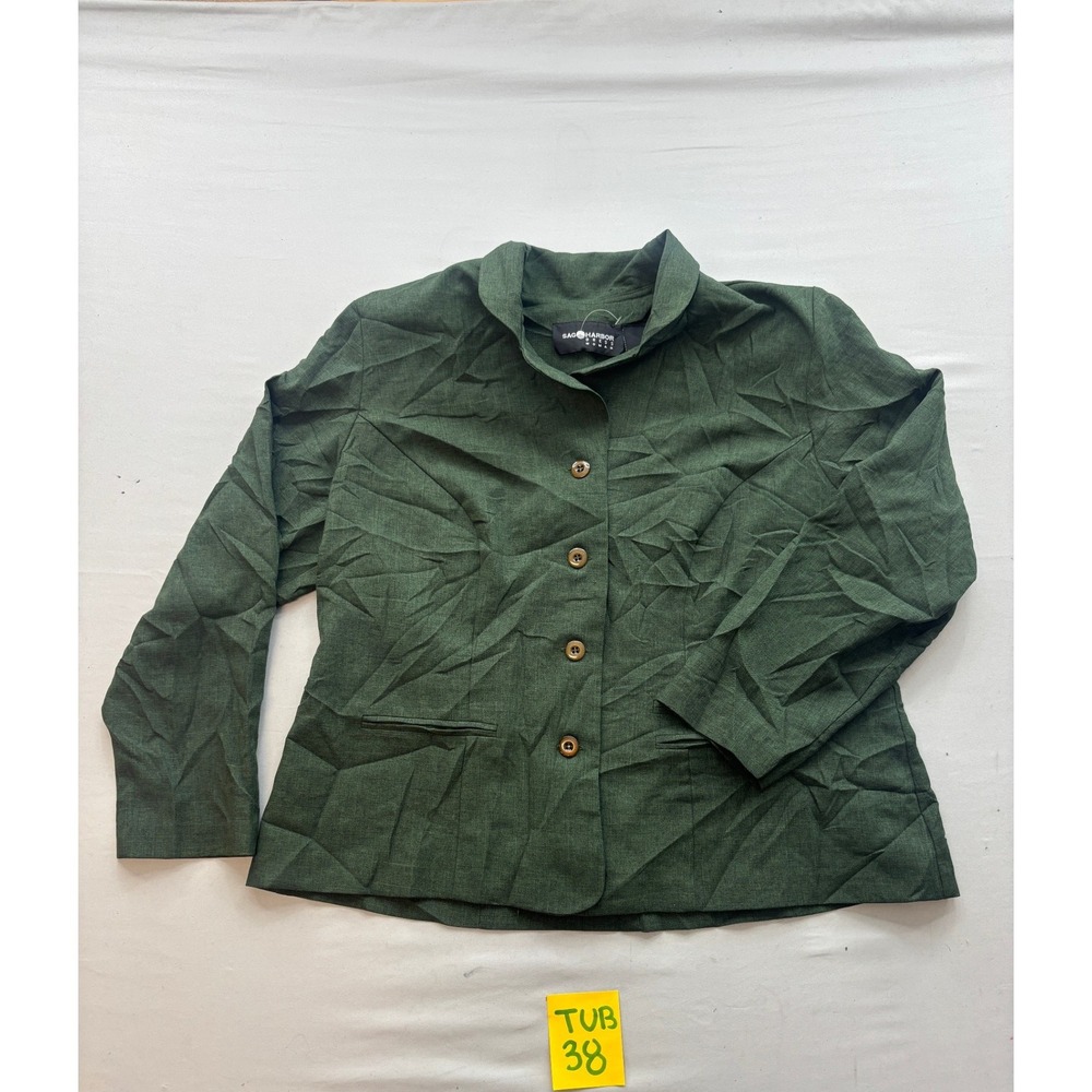 Sag Harbor Dress Woman Green Button Front Blazer Jacket Plus Size 18W 21-35069
